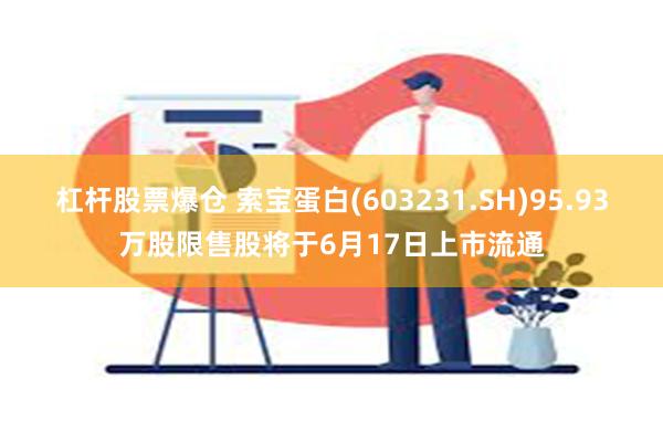 杠杆股票爆仓 索宝蛋白(603231.SH)95.93万股限售股将于6月17日上市流通