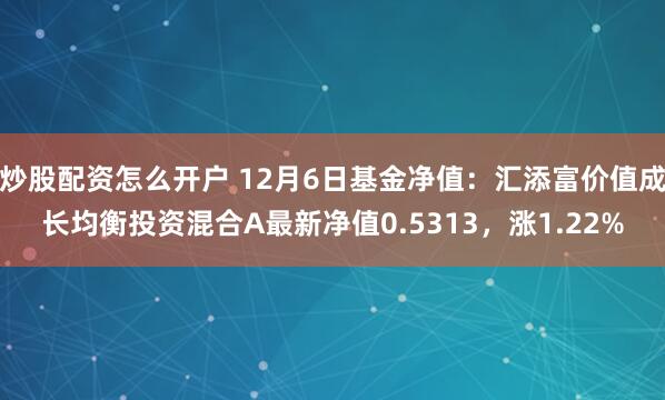 炒股配资怎么开户 12月6日基金净值：汇添富价值成长均衡投资混合A最新净值0.5313，涨1.22%