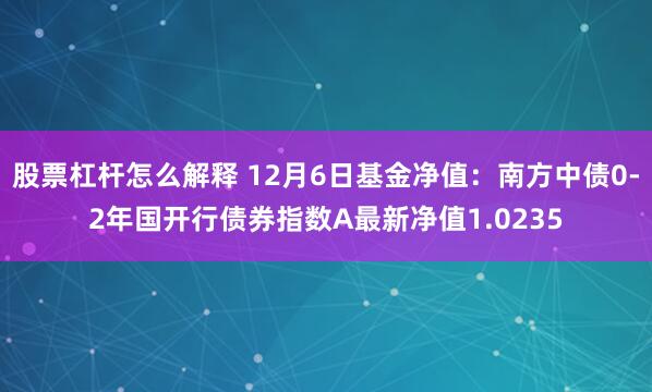 股票杠杆怎么解释 12月6日基金净值：南方中债0-2年国开行债券指数A最新净值1.0235